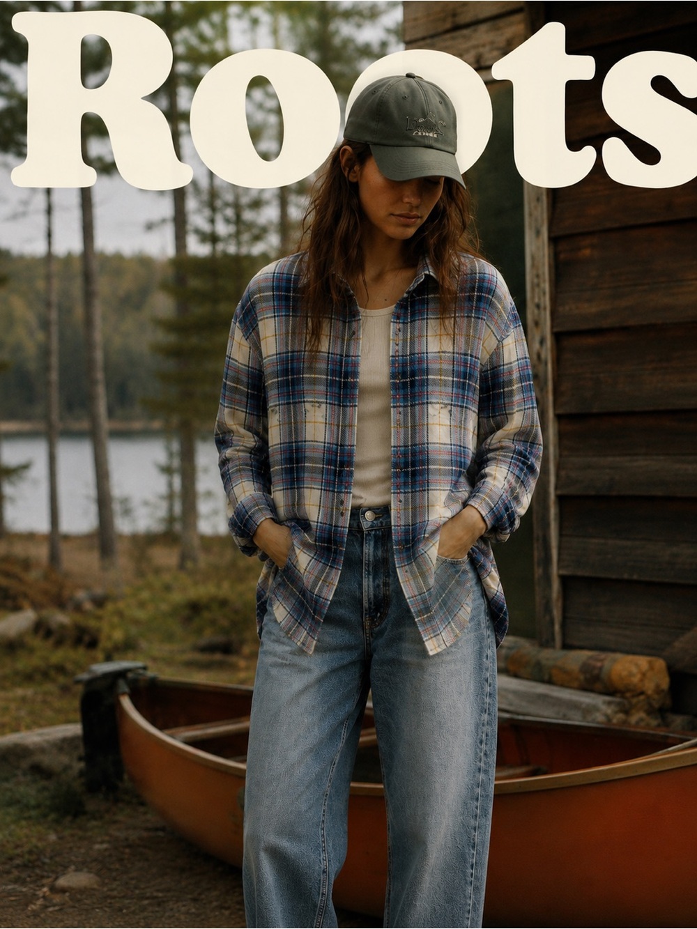 Vintage Roots Canada Plaid Cotton Linen Blend Flannel Shirt XS